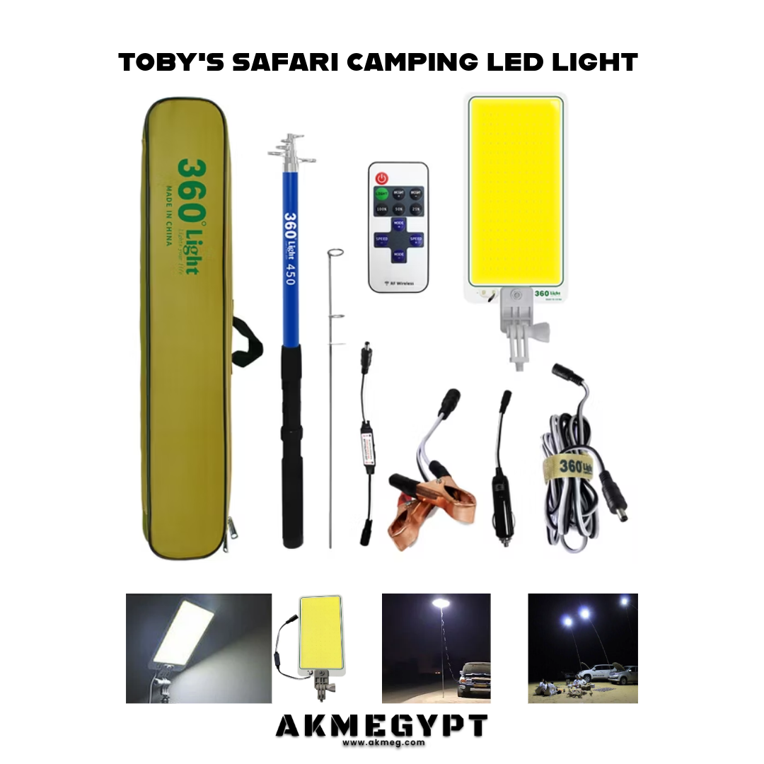 Toby's|كشاف ليد طوارئ وتخييم وسفاري بالريموت حركة 360درجة سنارة